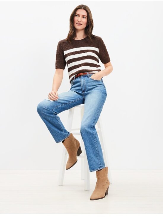 LOFT Denim - NWT LOFT Medium Blue Straight-Leg Women’s Jeans with Knee Rip- size 27/4
